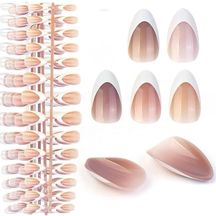 120pc Colored Stiletto False Nails Full Cover Soft Gel Acrylic Tips Pointy Fake Nail Artificial Fingernails Manicure Designs Decor for Women Girls Home Salon DIY. (5 COLOR-5 SHEETS) - OVAL SHAPE - Image 1